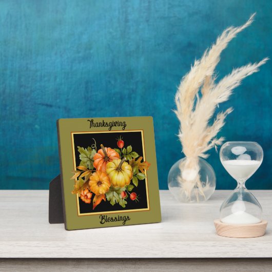 Autumn pomkins en eikenbladeren fotoplaat (Insitu)