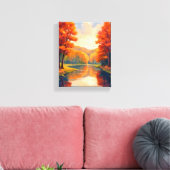 Autumn Pond | Fall Foliage Watercolor Nature Canvas Afdruk (Insitu (Woonkamer))