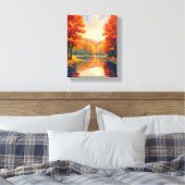 Autumn Pond | Fall Foliage Watercolor Nature Canvas Afdruk (Insitu (Slaapkamer))