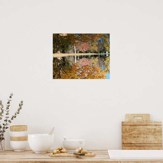 Autumn Pond, Landschap, ondersteboven Poster (Keuken)