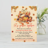 Autumn Produce Thanksgiving Party Invitation Kaart (Staand voorkant)