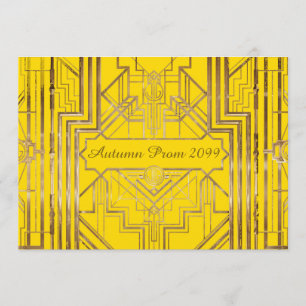 Autumn Prom-uitnodiging, goud, Buttercup, Gatsby V Kaart
