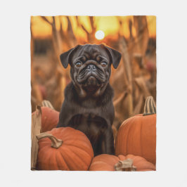 Autumn Pug Fleece Deken