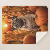 Autumn Pug Sherpa Deken (Voorkant (horizontaal))