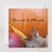 Autumn Pumpkin, Apple en kleurrijke bladeren Kaart (Achterkant)