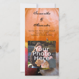 Autumn Pumpkin, Apple en kleurrijke bladeren Save The Date