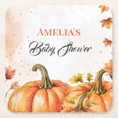 Autumn Pumpkin Baby Shower Watercolor Kartonnen Onderzetters (Voorkant)