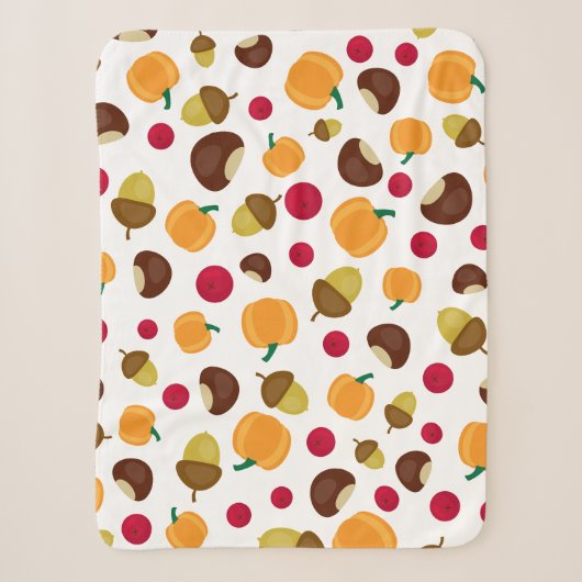Autumn Pumpkin Berries Chestnut Pattern Sherpa Deken (Voorkant)