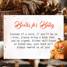 Autumn Pumpkin Books for Baby Card Baby Shower Informatiekaartje