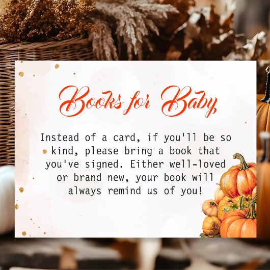 Autumn Pumpkin Books for Baby Card Baby Shower Informatiekaartje