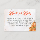 Autumn Pumpkin Books for Baby Card Baby Shower Informatiekaartje (Voorkant)