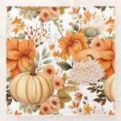 Autumn Pumpkin Bouquet Design Glazen Onderzetter (Voorkant)