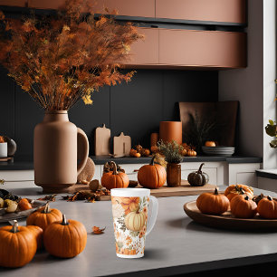Autumn Pumpkin Bouquet Design Latte Mok