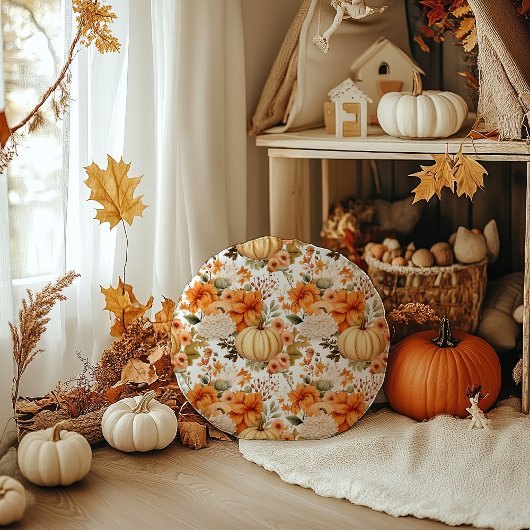 Autumn Pumpkin Bouquet Design Rond Kussen