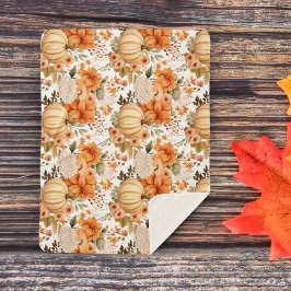 Autumn Pumpkin Bouquet Design Sherpa Deken