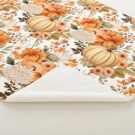 Autumn Pumpkin Bouquet Design Sherpa Deken (3/4)