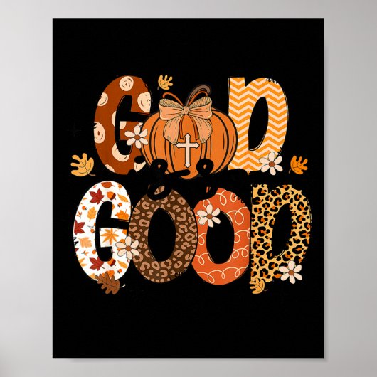 Autumn Pumpkin Christian Thanksgiving Faith God Is Poster (Voorkant)