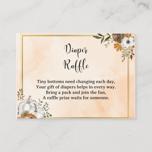 Autumn Pumpkin Diaper Raffle Card – Fall Contactkaartje (Voorkant)