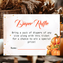 Autumn Pumpkin Diaper Raffle Ticket Baby Shower Informatiekaartje
