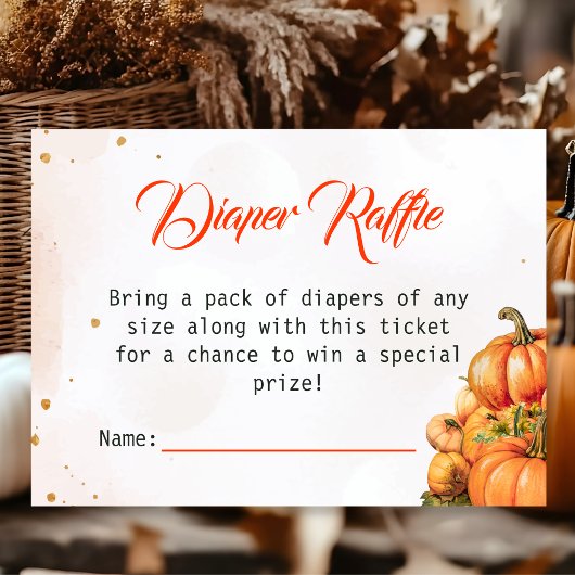 Autumn Pumpkin Diaper Raffle Ticket Baby Shower Informatiekaartje