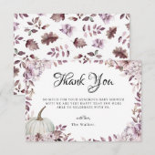 Autumn Pumpkin Elegant Purple Flowers Bedankkaart (Voorkant / Achterkant)