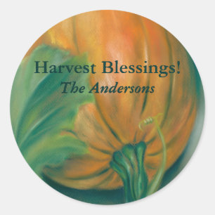 Autumn Pumpkin en Leaf Harvest Personalized Ronde Sticker