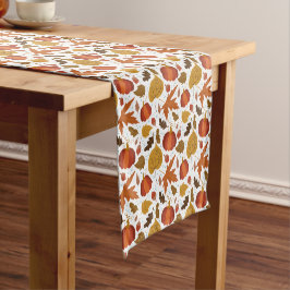Autumn Pumpkin en Leaf Pattern Korte Tafelloper