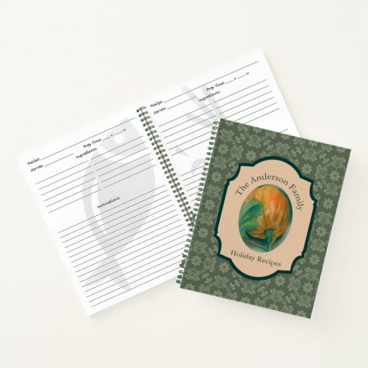 Autumn Pumpkin en Leaf Personalized Herfst Holiday Notitieboek (Binnen)