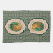 Autumn Pumpkin en Leaf Personalized Thanksgiving Theedoek (Horizontaal)