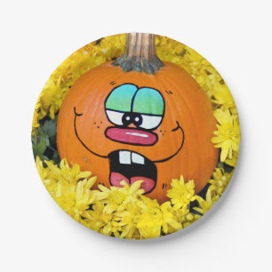 Autumn Pumpkin Face Papieren Bordje