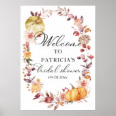 Autumn Pumpkin Fall Bridal Shower Welcome Sign  Poster (Voorkant)