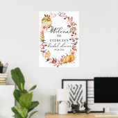 Autumn Pumpkin Fall Bridal Shower Welcome Sign  Poster (Thuiskantoor)