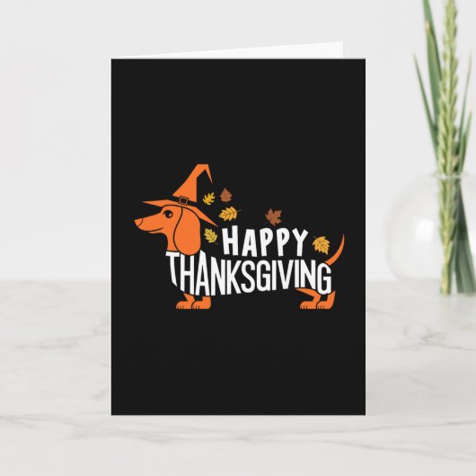 Autumn Pumpkin Fall Dachshund Thanksgiving Womens  Kaart (Voorkant)