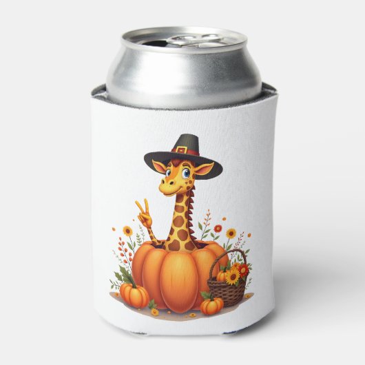 Autumn Pumpkin Fall Giraffe Thanksgiving Womens Me Blikjeskoeler (Blikje Voorkant)
