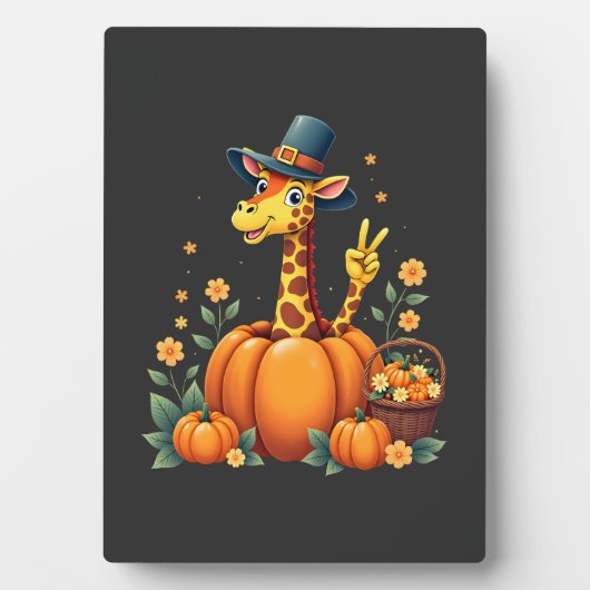 Autumn Pumpkin Fall Giraffe Thanksgiving Womens Me Fotoplaat (voorkant)