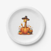 Autumn Pumpkin Fall Giraffe Thanksgiving Womens Me Papieren Bordje (Voorkant)