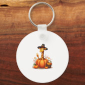 Autumn Pumpkin Fall Giraffe Thanksgiving Womens Me Sleutelhanger (Voorkant)