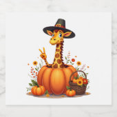Autumn Pumpkin Fall Giraffe Thanksgiving Womens Me Sparkling Wijnetiket (Enkel label)