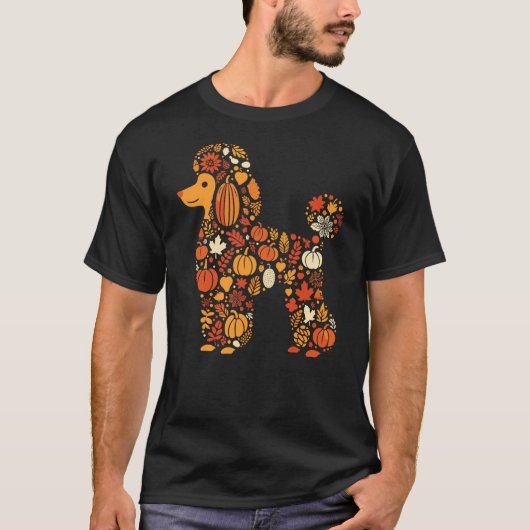 Autumn Pumpkin Fall Poodle Thanksgiving Dog Womens T-shirt (Voorkant)