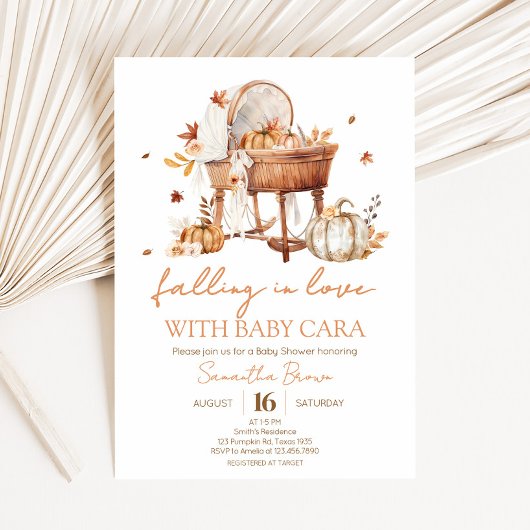 Autumn Pumpkin Falling in Love Baby shower Kaart