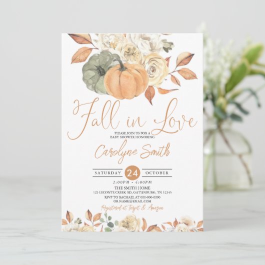 Autumn Pumpkin Falling in Love Vrijgezellenfeest Kaart (Staand voorkant)