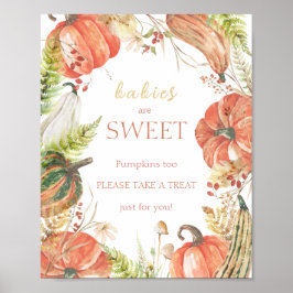 Autumn Pumpkin Floral Baby shower Baby's zijn zoet Poster