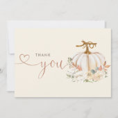 Autumn Pumpkin Floral Baby shower Bedankkaart (Voorkant)
