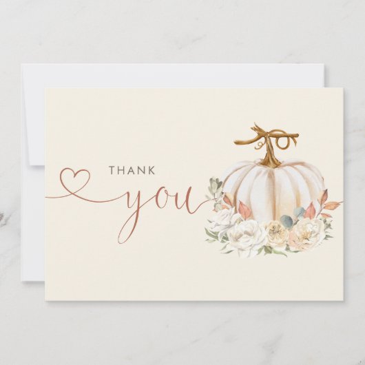 Autumn Pumpkin Floral Baby shower Bedankkaart (Voorkant)