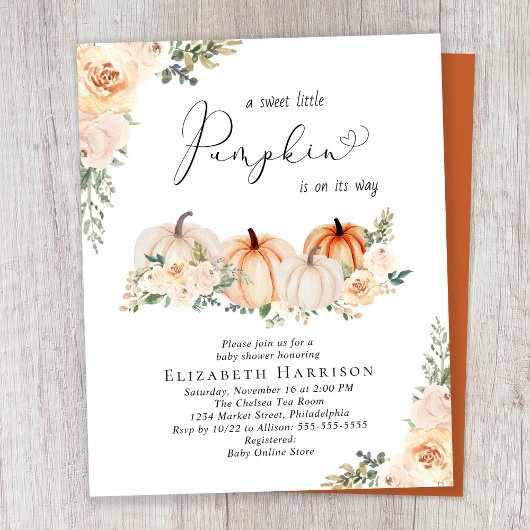 Autumn Pumpkin Floral Baby shower Invitation