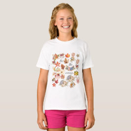 Autumn Pumpkin Floral Leaves Art T-shirt