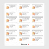 Autumn Pumpkin Floral Naam en adres Sticker (Vel)