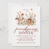 Autumn Pumpkin Floral Rustic Friendsgiving Dinner Kaart (Voorkant)