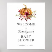 Autumn Pumpkin Florals Baby shower Welkom Poster (Voorkant)
