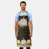 Autumn Pumpkin Foliage Wood Happy Herfst Familiena Schort (Gedragen)